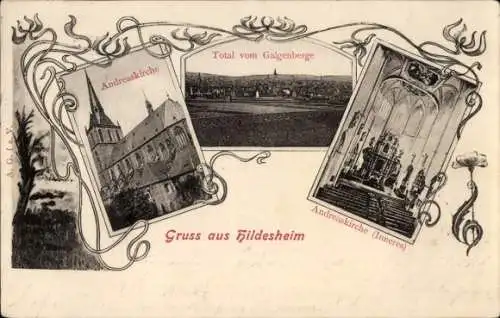Ak Hildesheim in Niedersachsen, Gesamtansicht, Blick vom Galgenberg, Andreaskirche