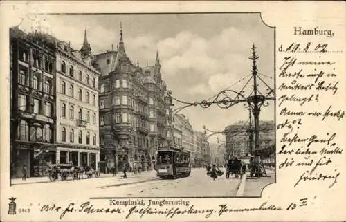 Ak Hamburg Mitte Neustadt, Jungfernstieg, Kempinski, Straßenbahn