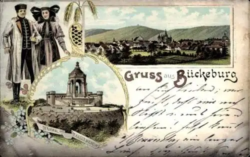 Litho Bückeburg Kreis Schaumburg Niedersachsen, Denkmal Kaiser Wilhelm I.