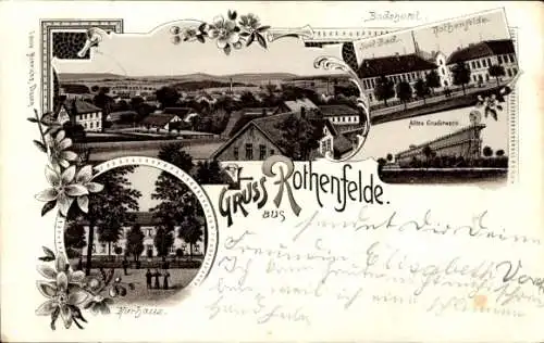 Litho Bad Rothenfelde am Teutoburger Wald, Kurhaus, Badehotel, Gradierwerk