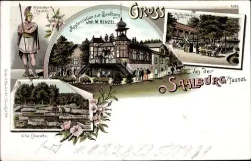 Litho Bad Homburg vor der Höhe Hessen, Römerkastell Kastell Saalburg, Restauration