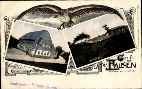Ak Falken Callenberg in Sachsen, Gasthof Falken, Schießhaus