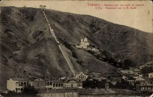 Ak Tiflis, Georgien, Standseilbahn auf dem St. David