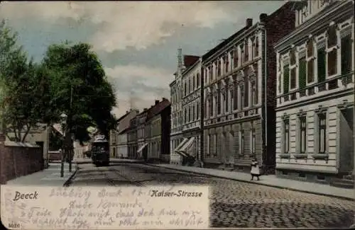 Ak Beeck Duisburg im Ruhrgebiet, Kaiserstraße, Straßenbahn