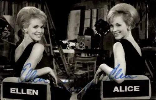 Ak Schauspielerinnen und Sängerinnen Ellen und Alice Kessler, Portrait, Autogramm