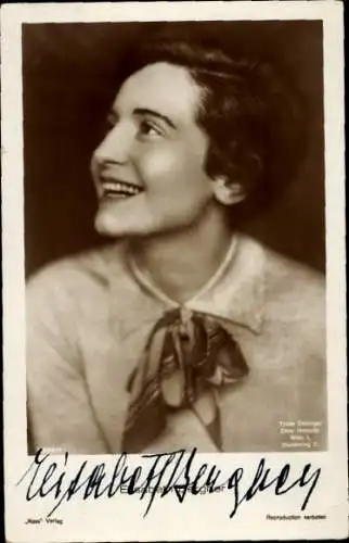 Ak Schauspielerin Elisabeth Bergner, Portrait, Ross Verlag 4222 1, Autogramm