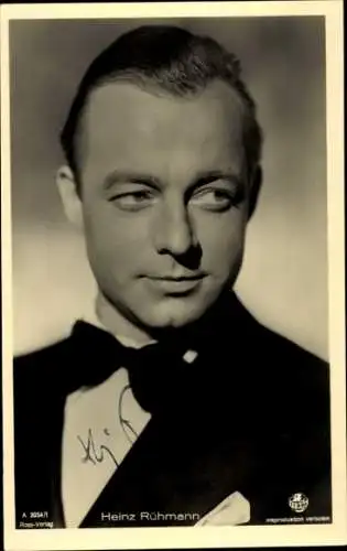 Ak Schauspieler Heinz Rühmann, Portrait, Ross A 3054/1, Autogramm