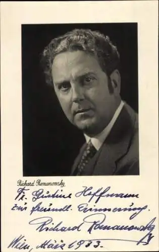 Foto Ak Schauspieler Richard Romanowsky, Portrait, Autogramm