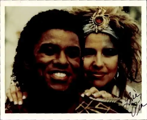 Foto Schauspielerin Pia Zadora, Sänger Jermaine Jackson, Autogramm