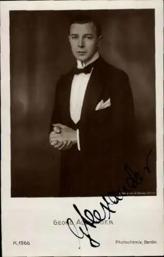 Ak Schauspieler Georg Alexander, Portrait, Autogramm, Smoking