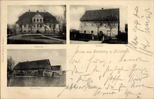 Ak Jastrzębnik Steinberg am Katzbach Niederschlesien, Schule, Schloss, Gasthaus