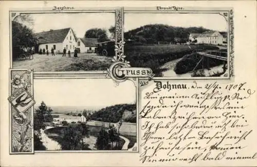 Ak Dunino Dohnau in Schlesien, Berghaus, Ortsansichten