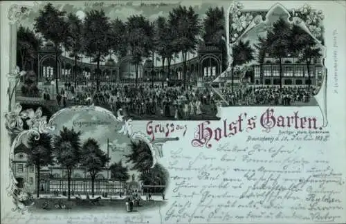 Mondschein Litho Braunschweig, Holst's Garten von Hermann Boedemann