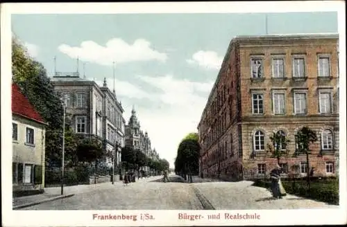 Ak Frankenberg in Sachsen, Bürgerschule, Realschule