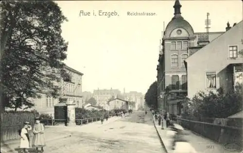 Ak Aue Erzgebirge, Reichsstraße, Kinder