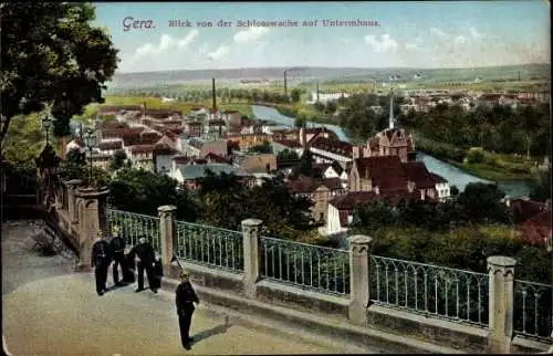 Ak Gera in Thüringen, Blick von der Schlosswache auf Untermhaus