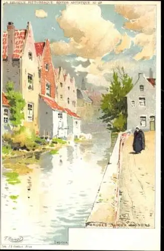 Künstler Litho Ranot, F., Brügge Brügge Flandern Westflandern, Vieux Gables