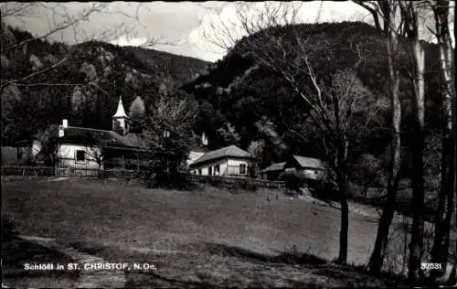 Ak Sankt Christof Niederösterreich, Schlößl, Kirche, Häuser