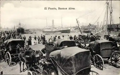 Ak Buenos Aires Argentinien, Kutschen am Hafen