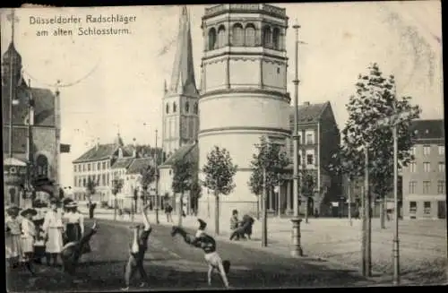 Ak Düsseldorf am Rhein, alter Schlossturm, Düsseldorfer Radschläger