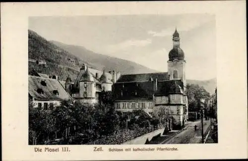 Ak Zell an der Mosel, Schloss, Kath. Pfarrkirche