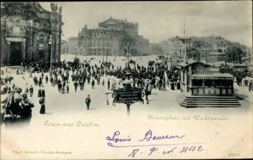 Ak Dresden Altstadt, Theaterplatz, Wachtparade