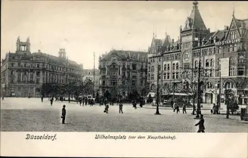 Ak Düsseldorf, Wilhelmsplatz vor dem Hauptbahnhof