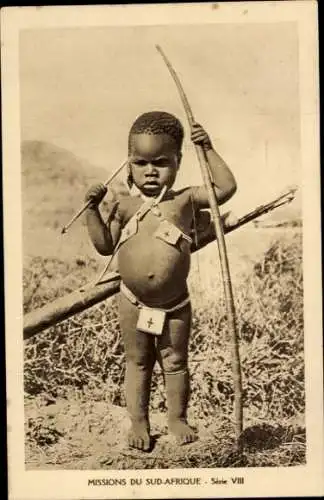 Ak Mission in Afrika, Junge mit Bogen, Pfeil