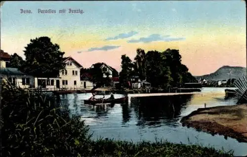 Ak Jena in Thüringen, Paradies, Jenzig, Ruderboot