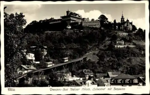 Ak Dresden Weißer Hirsch, Luisenhof mit Bergbahn