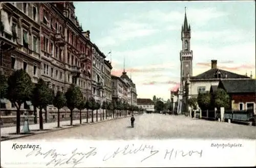 Ak Konstanz am Bodensee, Bahnhofsvorplatz