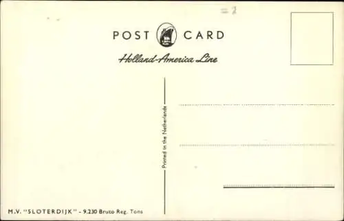 Ak Dampfer M.V. Sloterdijk bei voller Fahrt, Holland Amerika Line
