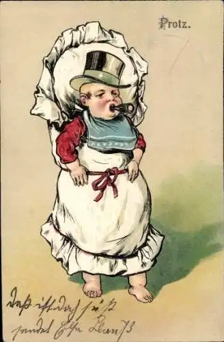 Präge Litho Baby-Portrait, Protz