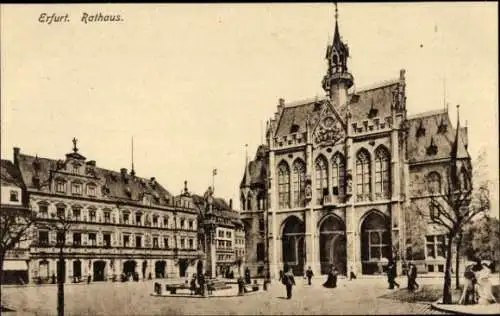 Ak Erfurt in Thüringen, Rathaus, Brunnen