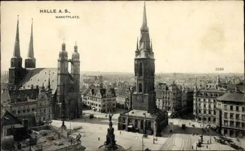 Ak Halle an der Saale, Marktplatz, Kirche