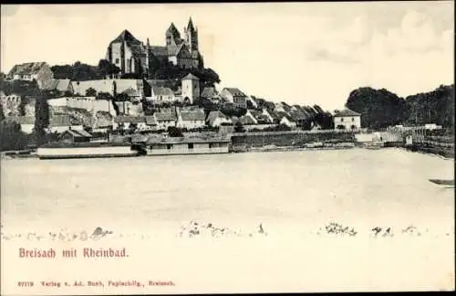 Ak Breisach am Oberrhein, Wasserpartie, Ortsansicht