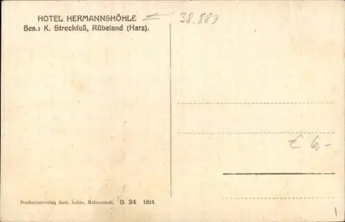 Ak Rübeland Oberharz am Brocken, Panorama, Hotel Hermannshöhle