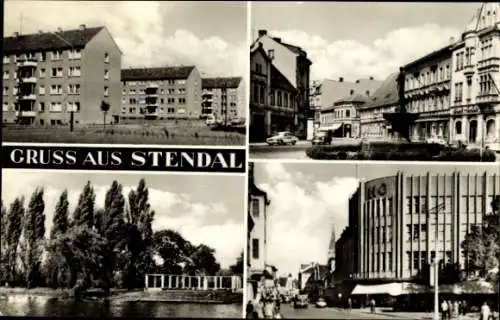 Ak Stendal in Sachsen Anhalt, HO Warenhaus, Wohnsiedlung, Denkmal