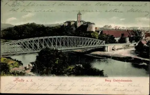 Ak Halle an der Saale, Burg Giebichenstein, Brücke