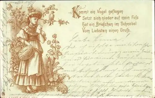 Lied Litho Kommt ein Vogel geflogen, setzt sich nieder auf mein Fuß