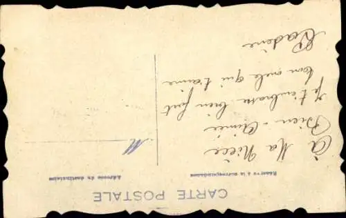 Handgemalt Ak Staffelei, Schwalbe, Veilchen