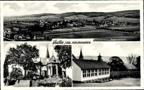 Ak Halle im Weserbergland Niedersachsen, Schule, Gesamtansicht, Kirche