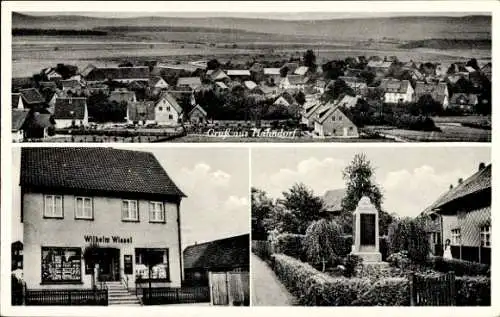 Ak Hahndorf Goslar am Harz, Gesamtansicht, Geschäft Wilhelm Wissel, Ehrenmal