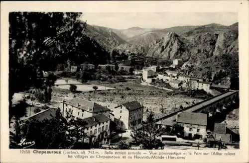 Ak Chapeauroux Lozère, Panorama, Brücke