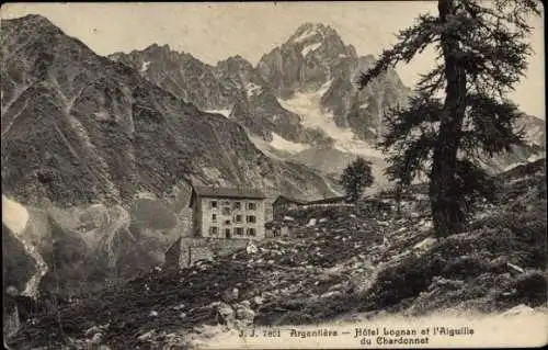 Ak Argentière Haute Savoie, Hotel Lognan, l'Aiguille du Chardonnet