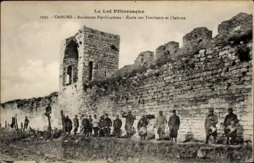 Ak Cahors Lot, Alte Festung, Ecole des Tambours et Clairons