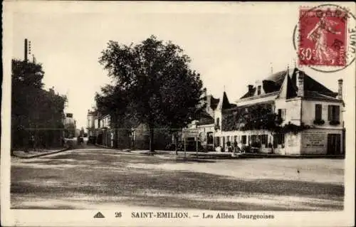 Ak Saint Emilion Gironde, Les Allees Bourgeoises