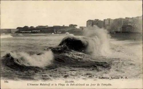 Ak Algier Algier Algerien, Avenue Malakoff, Bab-el-Oued-Strand