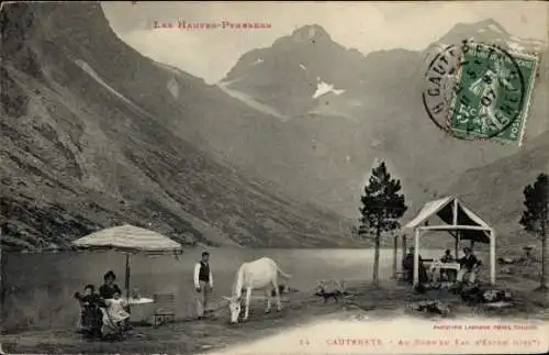 Ak Cauterets Hautes Pyrénées, am Rande des Sees Estom