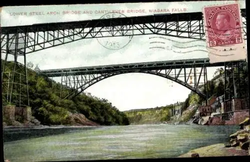 Ak Niagara Falls Ontario Kanada, Lower-Steel-Arch-Bridge, Cantilever-Brücke